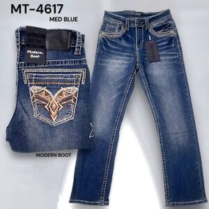MODERN BOOT CUT EMBROIDERED POCKET JEAN'S